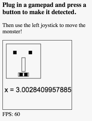 Move the monster with keyboard, mouse and gamepad – HTML game