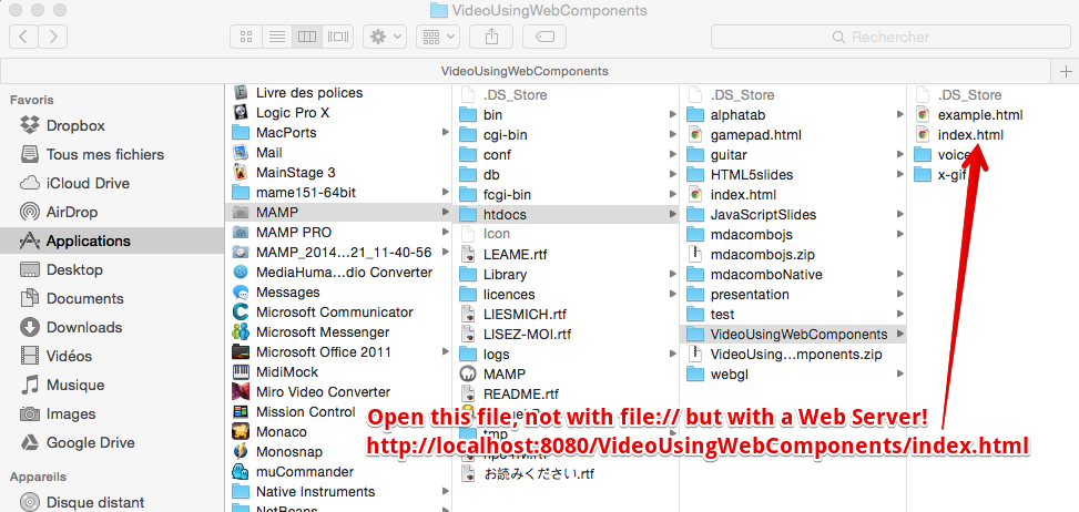 running the example in an Apache Web Server