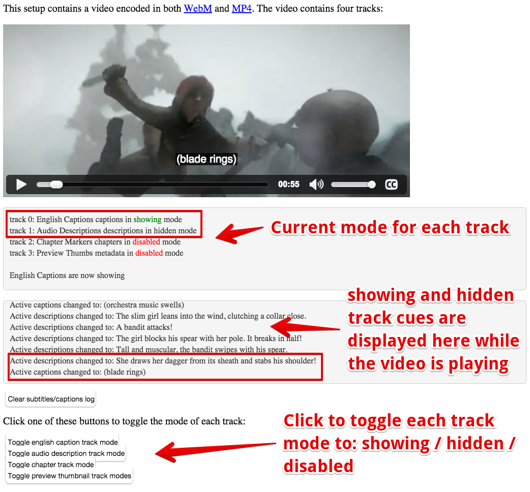 Example that shows how to toggle track modes and listen to events