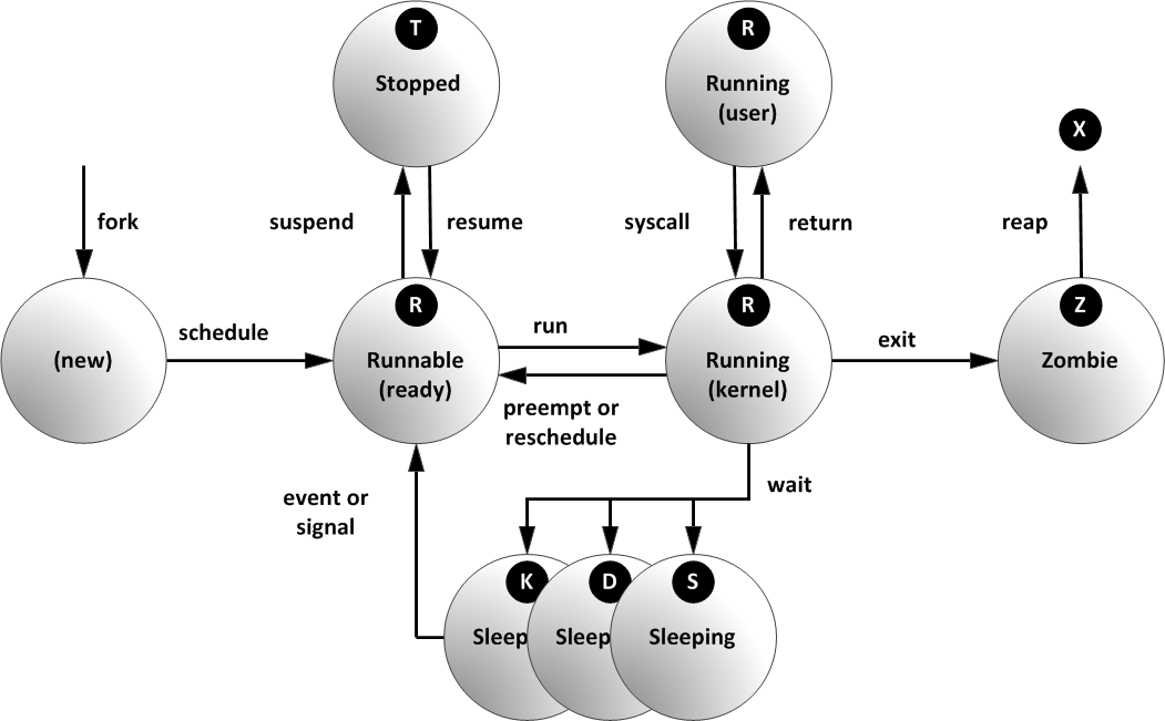 Linux process states