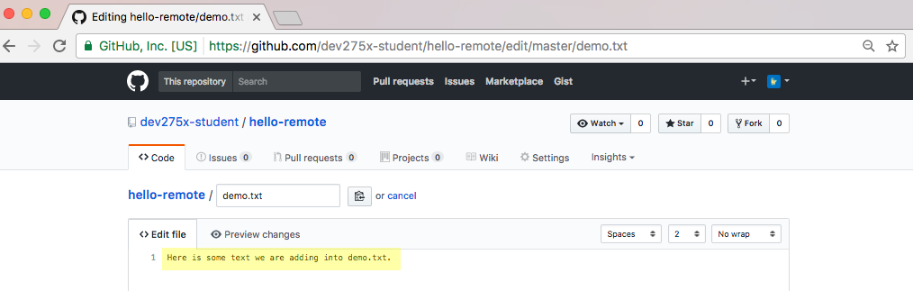 Results of git push
