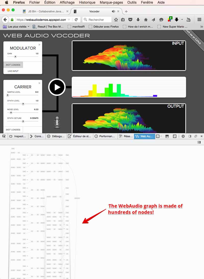 audio graph of the vocoder app is made of hundreds of nodes
