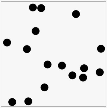 Some circular balls that bounce agains vertical and horizontal borders of the canvas