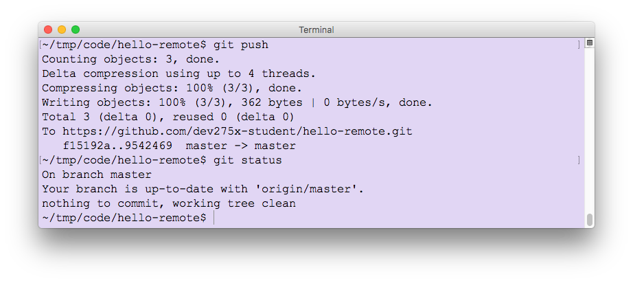 Git push after edits