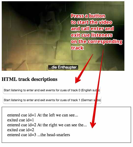Example that displays message in enter and exit cue listeners of tjhe selected track