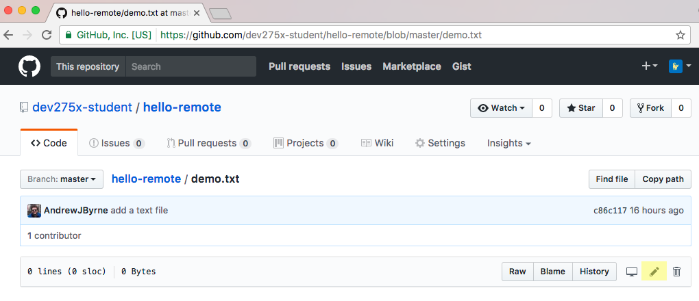 Results of git push