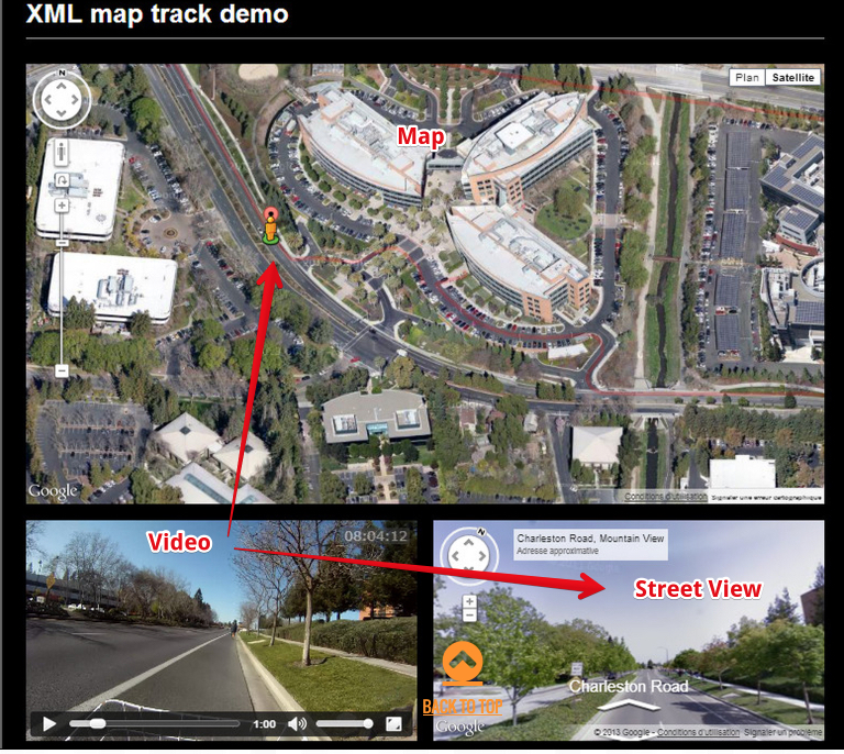Video synced with google map and google street map