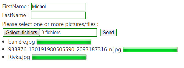 Second approach, send files only when the sublit button has been clicked