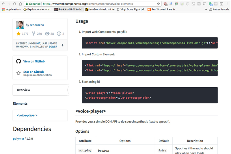 the voice-player webcomponent page